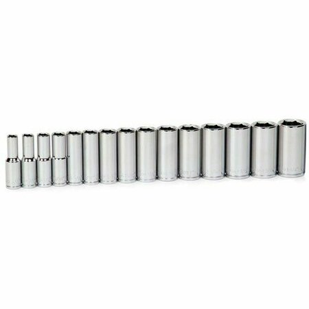 WILLIAMS Socket Set, 15 Pieces, 1/2 Inch Dr, Deep, 1/2 Inch Size JHW32947
